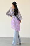 K-Anshika_Purple Georgette Beads, Sequins V-neck Chevron Pattern Top Pant Set _Online_at_Aza_Fashions