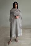 Shop_Shorshe Clothing_Grey Floral Hand Block Printed Stole_Online_at_Aza_Fashions