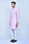 Arihant Rai Sinha_Purple Art Silk Mandarin Collar Solid Kurta And Pant Set _at_Aza_Fashions