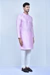 Buy_Arihant Rai Sinha_Purple Art Silk Mandarin Collar Solid Kurta And Pant Set 