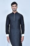 Buy_Arihant Rai Sinha_Black Art Silk Color Block Kurta Set _Online_at_Aza_Fashions