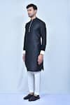 Arihant Rai Sinha_Black Art Silk Color Block Kurta Set _at_Aza_Fashions