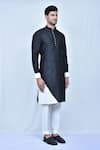 Buy_Arihant Rai Sinha_Black Art Silk Color Block Kurta Set 