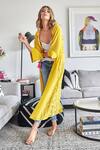 Buy Style Junkiie Yellow Chiffon, Crepe Diamonds Two-tone Kimono Duster Online at Aza Fashions Buy_Style Junkiie_Yellow Chiffon, Crepe Diamonds Two-tone Kimono Duster _Online_at_Aza_Fashions