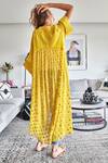 Shop Style Junkiie Yellow Chiffon, Crepe Diamonds Two-tone Kimono Duster Online at Aza Fashions Shop_Style Junkiie_Yellow Chiffon, Crepe Diamonds Two-tone Kimono Duster _Online_at_Aza_Fashions
