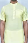 Shop_Arihant Rai Sinha_Yellow Kurta Cotton Plain Short Solid Pant Set _Online_at_Aza_Fashions