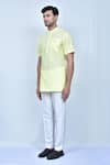 Buy_Arihant Rai Sinha_Yellow Kurta Cotton Plain Short Solid Pant Set 