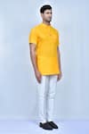 Buy_Arihant Rai Sinha_Yellow Kurta Cotton Plain Solid Pant Set 