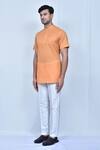 Khwaab by Sanjana Lakhani_Orange Kurta Cotton Plain Short Set_at_Aza_Fashions