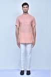 Buy_Arihant Rai Sinha_Peach Kurta Cotton Plain Short Pant Set _Online_at_Aza_Fashions