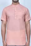 Arihant Rai Sinha_Peach Kurta Cotton Plain Short Pant Set _at_Aza_Fashions