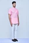 Buy_Arihant Rai Sinha_Pink Kurta Cotton Plain Mandarin Collar Short Set 