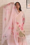 Buy_Meghstudio_Pink Kurta And Sharara Georgette Hand Painted Floral V Kyari Set  _Online