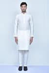 Shop_Arihant Rai Sinha_White Art Silk Mandarin Collar Kurta And Pant Set _Online_at_Aza_Fashions