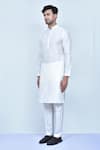 Arihant Rai Sinha_White Art Silk Mandarin Collar Kurta And Pant Set _at_Aza_Fashions