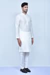 Buy_Arihant Rai Sinha_White Art Silk Mandarin Collar Kurta And Pant Set 