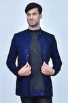 Arihant Rai Sinha_Blue Kurta And Pant Art Silk Embroidery Thread Prince Coat & Set _at_Aza_Fashions