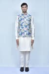 Arihant Rai Sinha_Multi Color Cotton Silk Floral And Leaf & Pattern Bundi _Online_at_Aza_Fashions