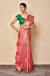 Buy_Nazaakat by Samara Singh_Pink Cotton Silk Woven Floral Banarasi Boota Saree_Online_at_Aza_Fashions