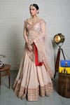 Priti Sahni_Pink Silk, Georgette, Tulle Sequins, Zari Sweetheart Embroidered Lehenga Set _Online_at_Aza_Fashions