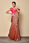 Buy_Nazaakat by Samara Singh_Multi Color Saree Banarasi Cotton Silk Woven Geometric _Online_at_Aza_Fashions