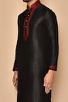 Shop_Arihant Rai Sinha_Black Silk Embroidery Placed Paisley Pattern Kurta Churidar Set _Online_at_Aza_Fashions
