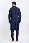 Samant Chauhan_Blue Vegan Leather Embroidery Reversible Mandarin Collar Bundi And Kurta Set _at_Aza_Fashions