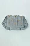 Nayaab By Aleezeh_Grey Embroidered Bird Pouch Bag_at_Aza_Fashions