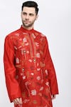 Buy_Samant Chauhan_Red Suede Embroidery Thread Kurta Set _Online_at_Aza_Fashions