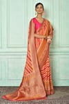 Buy_Nazaakat by Samara Singh_Multi Color Handloom Cotton Georgette Woven Floral Saree With Running Blouse_Online_at_Aza_Fashions