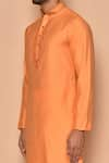 Shop_Aryavir Malhotra_Orange Cotton Embroidered Dori Kurta With Churidar Set _Online_at_Aza_Fashions