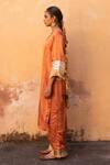 Avaasya Jaipur_Orange Silk Tassels V-neck V Kurta And Pant Set _Online_at_Aza_Fashions