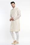 Buy_Samant Chauhan_Ivory Cotton Silk Embroidery Thread Mandarin Collar Kurta Set_Online_at_Aza_Fashions