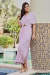 Buy_Palak & Mehak_Purple Rayon Crepe Lurex Woven Stripe V Neck Masha Kaftan _Online_at_Aza_Fashions