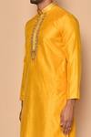 Shop Arihant Rai Sinha Yellow Silk Cut Work Dana Embroidered Kurta With Pajama Online at Aza Fashions Shop_Arihant Rai Sinha_Yellow Silk Cut Work Dana Embroidered Kurta With Pajama _Online_at_Aza_Fashions