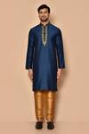 Buy_Arihant Rai Sinha_Blue Silk Embroidery Dori Work Kurta And Pajama Set _Online_at_Aza_Fashions