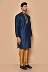 Arihant Rai Sinha_Blue Silk Embroidery Dori Work Kurta And Pajama Set _at_Aza_Fashions