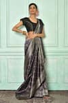 Buy_Nazaakat by Samara Singh_Black Katan Tanchoi Silk Woven Floral Saree With Running Blouse_Online_at_Aza_Fashions
