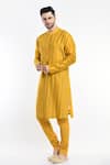 Buy_Samant Chauhan_Yellow Cotton Silk Embroidery Thread Linear Kurta Set_Online_at_Aza_Fashions