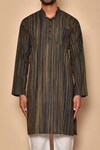 Buy_Aryavir Malhotra_Brown South Cotton Woven Stipes Handloom Kurta_Online_at_Aza_Fashions