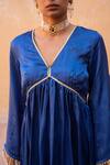 Buy_Avaasya Jaipur_Blue Cotton, Silk Lace, Tassels V-neck Neckline Embellished Kurta And Pant Set _Online_at_Aza_Fashions