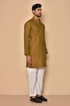 Shop_Aryavir Malhotra_Brown South Cotton Woven Plain Solid Short Kurta_Online_at_Aza_Fashions