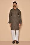 Buy_Aryavir Malhotra_Brown South Cotton Woven Stipes Pinstriped Dori Kurta Set_Online_at_Aza_Fashions