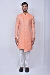 Shop_Adara Khan_Orange Jaquard Woven Geometric Pattern Kurta Set_Online_at_Aza_Fashions