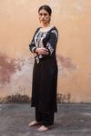 Buy_Avaasya Jaipur_Black Cotton Silk Embroidery Paisley Bodice Kurta And Flared Pant Set  _Online_at_Aza_Fashions