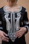Avaasya Jaipur_Black Cotton Silk Embroidery Paisley Bodice Kurta And Flared Pant Set  _at_Aza_Fashions