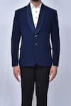 Shop_Adara Khan_Blue Coat Velvet And Pant Set_Online_at_Aza_Fashions
