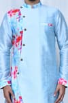 Shop_Arihant Rai Sinha_Blue Art Silk Printed Abstract Panelled Kurta Dhoti Pant Set _Online_at_Aza_Fashions