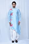 Arihant Rai Sinha_Blue Art Silk Printed Abstract Panelled Kurta Dhoti Pant Set _at_Aza_Fashions