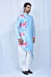 Buy_Arihant Rai Sinha_Blue Art Silk Printed Abstract Panelled Kurta Dhoti Pant Set 